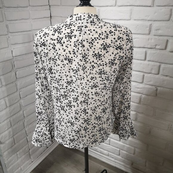 Banana Republic Ladies Size Small Black Grey & White Patterned Blouse - Picture 2 of 7